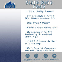Camper Comfort Slate Blue Fade RV Awning Fabric Replacement