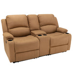 Camper Comfort 67" Powered Wall Hugger Reclining RV | Camper Theater Seats (Sand) | Double Recliner RV Sofa & Console | RV Couch | Wall Hugger Recliner | RV Theater Seating | RV Furniture | Theater Seat