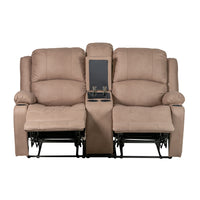 Camper Comfort 67" Manual Wall Hugger Reclining RV | Camper Theater Seats (Cappuccino) | Double Recliner RV Sofa & Console | RV Couch | Wall Hugger Recliner | RV Theater Seating | RV Furniture | Theater Seat