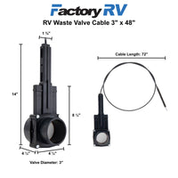 RV Waste Valve Cable 3" x 48"