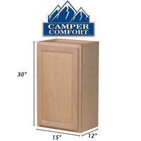 Camper Comfort (Ready-to-Assemble) Raw Maple 15"Wx30"Hx12"D Wall Cabinet
