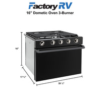 RV Oven 3-Burner Stove with Range 16" Tall