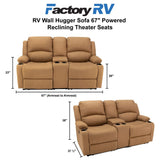 RV Wall Hugger Sofa 67" Powered Reclining Theater Seats