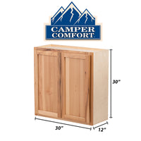 Camper Comfort (Ready-to-Assemble) Rustic Hickory 30"Wx30"Hx12"D Wall Cabinet