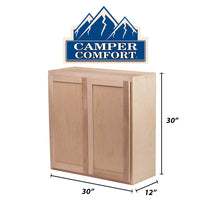 Camper Comfort (Ready-to-Assemble) Raw Maple 30"Wx30"Hx12"D Wall Cabinet