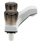 RV Bathroom Faucet | White with Smoked Handles