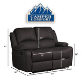 Camper Comfort 58" Manual Wall Hugger Reclining RV | Camper Theater Seats (Black w/ White Stiching) | Double Recliner RV Sofa | RV couch | Wall Hugger Recliner | RV Theater Seating | RV Furniture | Theater Seat