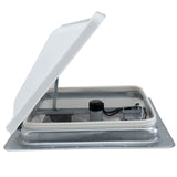 RV 14" Powered 12V Roof Vent with White Wedge Style Lid