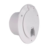 Round RV Power Cord Hatch - White