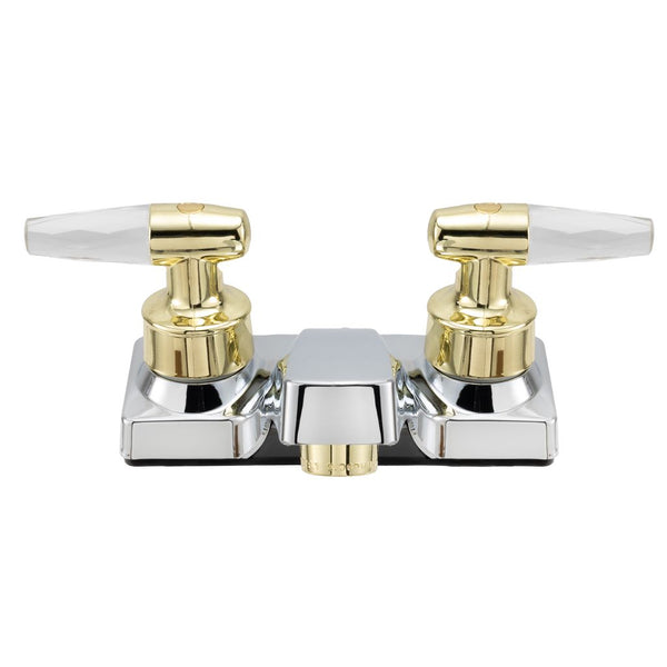 RV Bathroom Faucet | Chrome with Polished Brass Handles