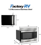 RV Microwave Black Stainless Steel  1.0 CF Includes Trim Kit