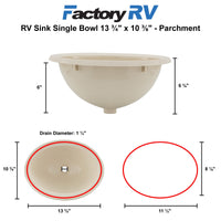 RV Single Bowl 13 ¾" Long x 10 3⁄8 " | Parchment