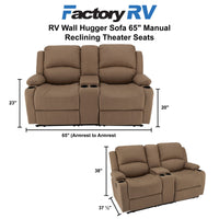 RV Wall Hugger Sofa 65" Manual Reclining Theater Seats