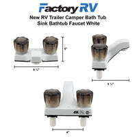 RV Bathroom Faucet | White with Smoked Handles