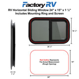 RV Horizontal Sliding Window 24" X 15" X 1 ½" Includes Mounting Ring and Screen