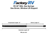 RV 20" 80lb. Gas Springs | Gas Struts | Window Lift Support | 2 Pack