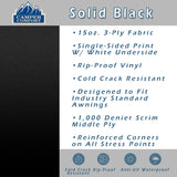 Camper Comfort Solid Black RV Awning Fabric Replacement