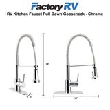 RV Kitchen Faucet Pull Down Gooseneck | Chrome