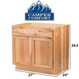 Camper Comfort (Ready-to-Assemble) Rustic Hickory Base Cabinet | 27"Wx34.5"Hx24"D
