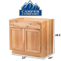 Camper Comfort (Ready-to-Assemble) Rustic Hickory Base Cabinet | 33"Wx34.5"Hx24"D