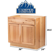 Camper Comfort (Ready-to-Assemble) Rustic Hickory Base Cabinet | 36"Wx34.5"Hx24"D