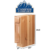 Camper Comfort (Ready-to-Assemble) Rustic Hickory Base Cabinet | 9"Wx34.5"Hx24"D