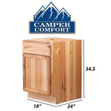 Camper Comfort (Ready-to-Assemble) Rustic Hickory Waste Basket Base Cabinet | 18"Wx34.5"Hx24"D