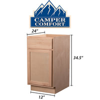 Camper Comfort (Ready-to-Assemble) Raw Maple 12"Wx34.5"Hx24"D Base Cabinet