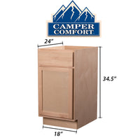 Camper Comfort (Ready-to-Assemble) Raw Maple 18"Wx34.5"Hx24"D Waste Basket Base Cabinet