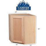 Camper Comfort (Ready-to-Assemble) Raw Maple 24"Wx36"Hx12"D Corner Wall Cabinet