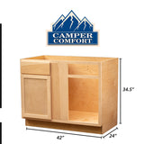 Camper Comfort (Ready-to-Assemble) Raw Maple 42"Wx34.5"Hx24" Blind Base Corner Cabinet