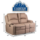 Camper Comfort 58" Manual Wall Hugger Reclining RV | Camper Theater Seats (Cappuccino) | Double Recliner RV Sofa | RV couch | Wall Hugger Recliner | RV Theater Seating | RV Furniture | Theater Seat