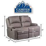 Camper Comfort 58" Manual Wall Hugger Reclining RV | Camper Theater Seats (Slate) | Double Recliner RV Sofa | RV couch | Wall Hugger Recliner | RV Theater Seating | RV Furniture | Theater Seat