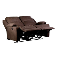 Camper Comfort 58" Powered Wall Hugger Reclining RV | Camper Theater Seats (Chocolate) | Double Recliner RV Sofa | RV couch | Wall Hugger Recliner | RV Theater Seating | RV Furniture | Theater Seat