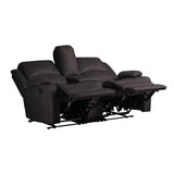 Camper Comfort 65" Wall Hugger Reclining RV | Camper Theater Seats (Black w/ White Stitching) | Double Recliner RV Sofa & Console | RV couch | Wall Hugger Recliner | RV Theater Seating | RV Furniture | Theater Seat