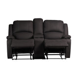 Camper Comfort 67" Wall Hugger Reclining RV | Camper Theater Seats (Black w/ White Stitching) | Double Recliner RV Sofa & Console | RV Couch | Wall Hugger Recliner | RV Theater Seating | RV Furniture | Theater Seat