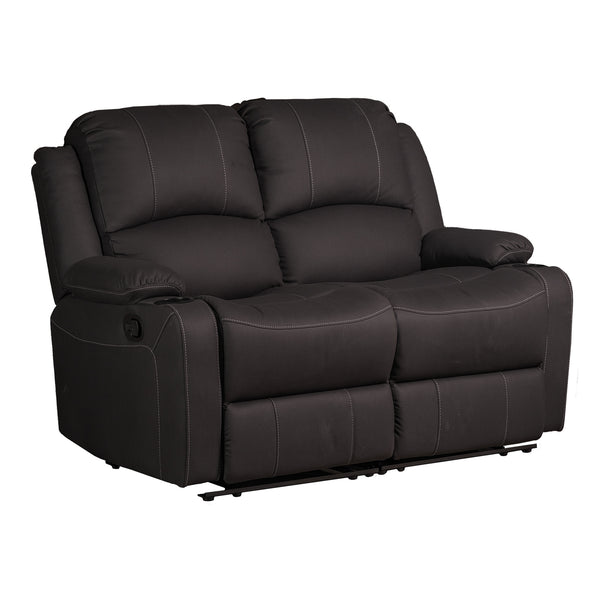 Camper Comfort 58" Powered Wall Hugger Reclining RV | Camper Theater Seats (Black w/ White Stiching) | Double Recliner RV Sofa | RV couch | Wall Hugger Recliner | RV Theater Seating | RV Furniture | Theater Seat