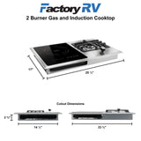 RV 2-Burner Gas and Induction Cooktop