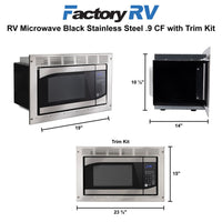 RV Microwave Black Stainless Steel .9 CF Includes Trim Kit