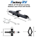 5000 lb. 24" RV Scissor Jack 4 Pack with Handle