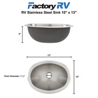 RV Sink Stainless Steel 10" x 13"