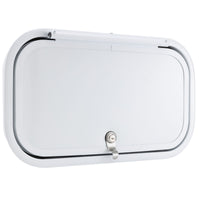 RV Baggage Door Round White 18" X 10"