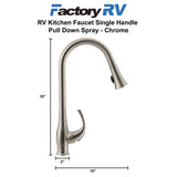 RV Kitchen Faucet Single Handle Pull Down Spray | Chrome