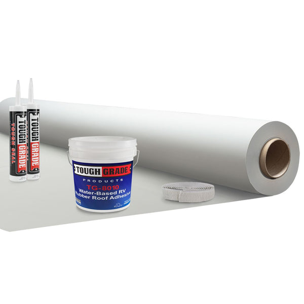 White PVC RV Roofing Membrane 9' 6"- Roof Kit