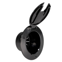 Round RV Power Cord Hatch - Black