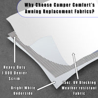 Camper Comfort Solid White RV Awning Fabric Replacement