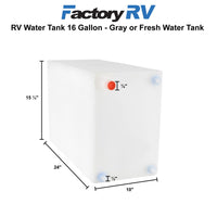 RV Water Tank 16 Gallon | Gray or Fresh Water Tank