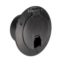 Round RV Power Cord Hatch - Black