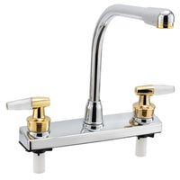 RV Kitchen Hight Rise Faucet | Chrome Finish | Polished Brass Handles