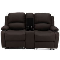 Camper Comfort 65" Powered Wall Hugger Reclining RV | Camper Theater Seats (Chocolate) | Double Recliner RV Sofa & Console | RV couch | Wall Hugger Recliner | RV Theater Seating | RV Furniture | Theater Seat